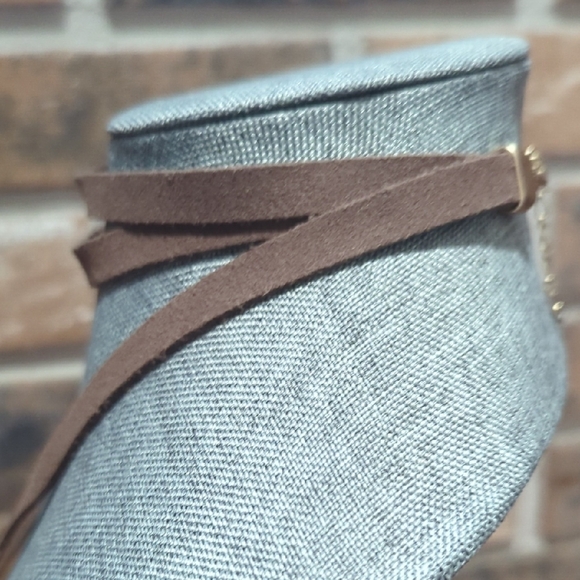 Large Statement Leather & Gold-Tone Heart Necklace – Double Strand Cord - Picture 10 of 14